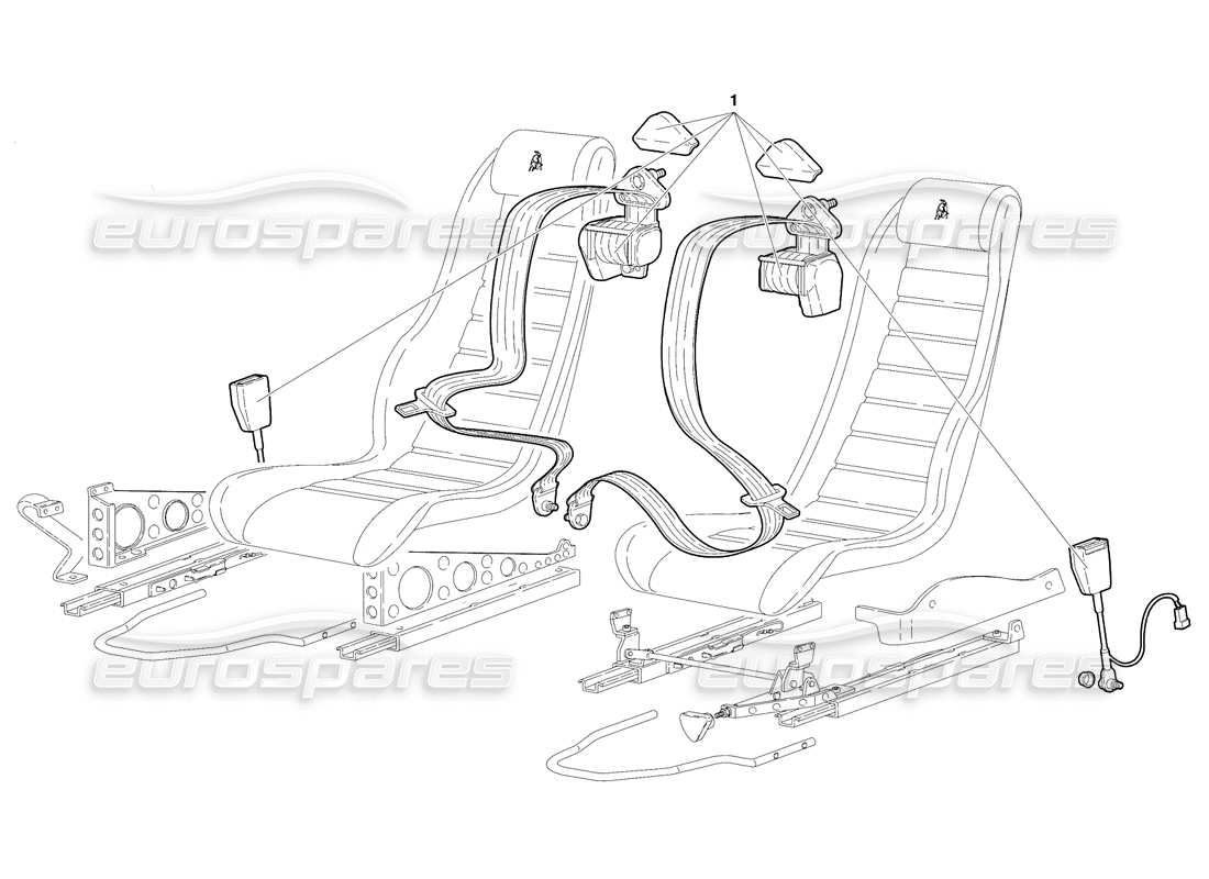 lamborghini diablo se30 (1995) diagrama de piezas de asientos y cinturones de seguridad (válido para canadá: 1995 de enero)