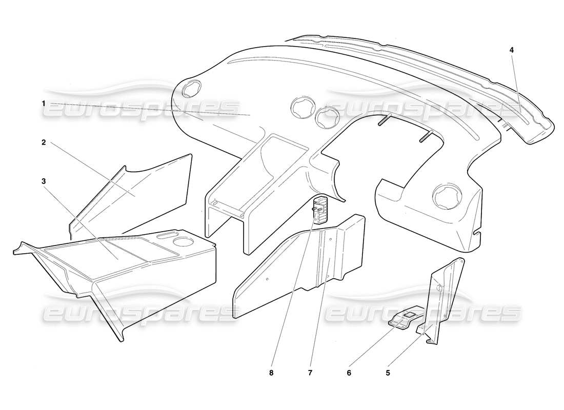 lamborghini diablo se30 (1995) diagrama de piezas del revestimiento del compartimiento de pasajeros (válido para la versión rh d. - enero 1995)