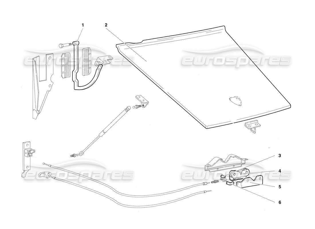 lamborghini diablo sv (1997) diagrama de piezas del capó delantero (válido para rh d. - marzo 1997)