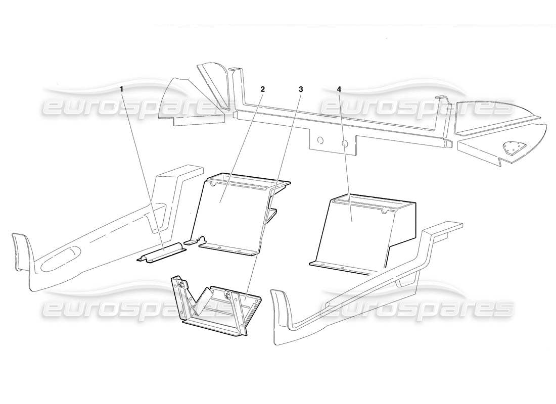 lamborghini diablo se30 (1995) diagrama de piezas del revestimiento del compartimiento de pasajeros (válido para la versión rh d. - enero 1995)