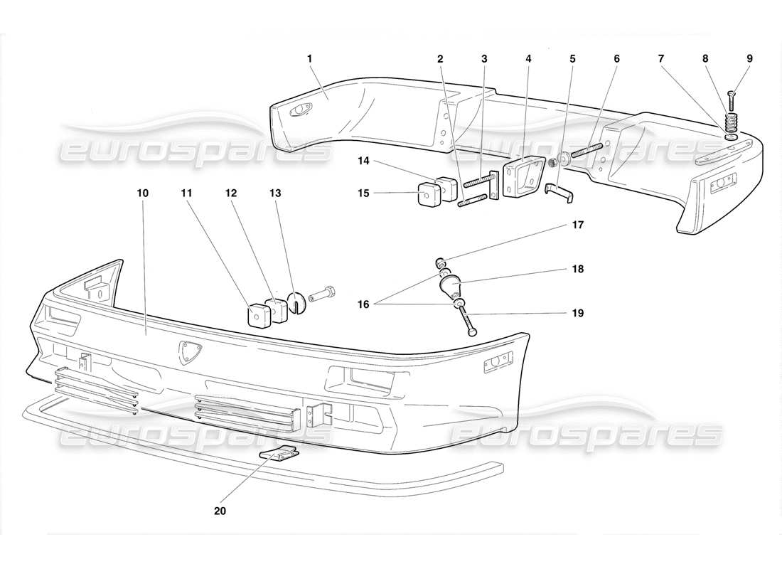 lamborghini diablo se30 (1995) parachoques (válido para canadá, 1995 de enero) diagrama de piezas