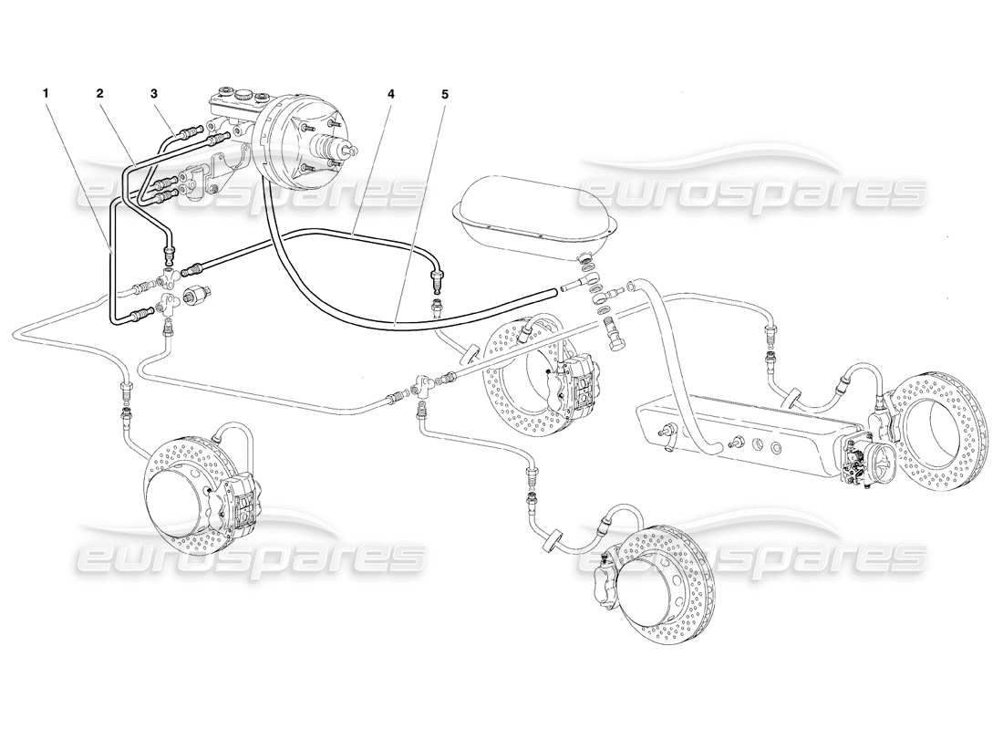 lamborghini diablo se30 (1995) diagrama de piezas del sistema de frenos (válido para la versión rh d. - enero 1995)