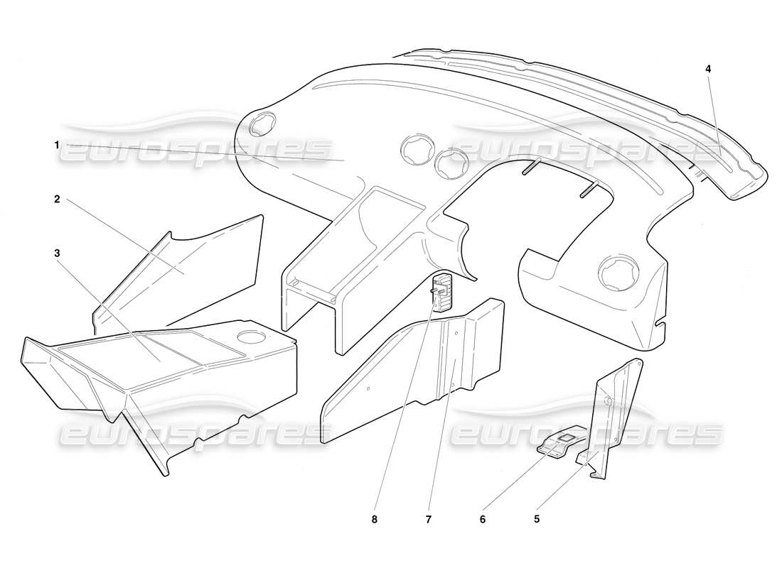 lamborghini diablo sv (1997) diagrama de piezas del tapizado del compartimento del pasajero (válido para rh d. - marzo 1997)