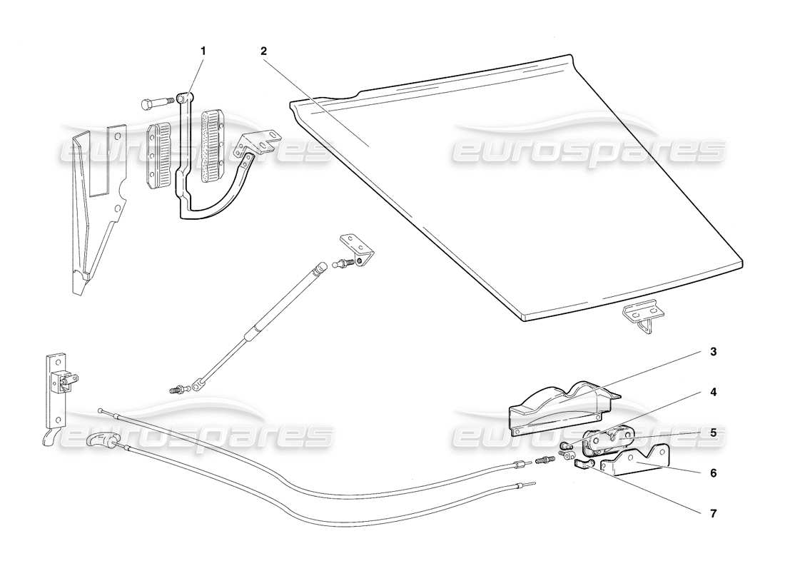 lamborghini diablo se30 (1995) diagrama de piezas del capó delantero (válido para la versión rh d. - enero 1995)