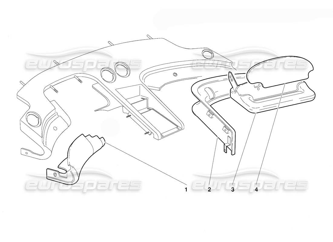 lamborghini diablo (1991) diagrama de piezas del revestimiento del compartimiento de pasajeros (válido para la versión de ee. uu.: 1991 de septiembre)