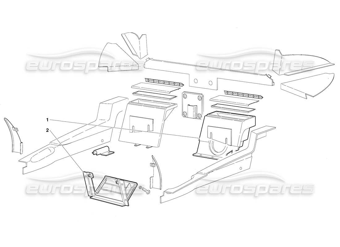 lamborghini diablo (1991) diagrama de piezas del revestimiento del compartimento del pasajero (válido para la versión gb: 1991 de octubre)