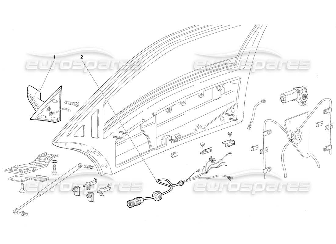 lamborghini diablo (1991) diagrama de piezas de puertas (válido para la versión gb: 1991 de octubre)