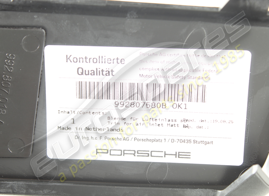 NUEVO PORSCHE EMPALME PARA ENTRADA DE AIRE NEGRO MATE. NÚMERO DE PIEZA 992807580BOK1 (3) nuevo porsche empalme para entrada de aire negro mate. número de pieza 992807580bok1 (3)