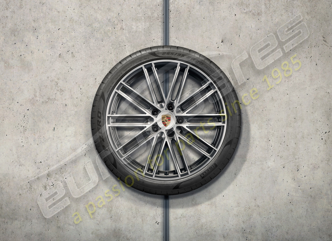 nuevo porsche 20-inch 911 juego de ruedas y neumáticos turbo de verano - titanio. número de parte 98204460218 (1)