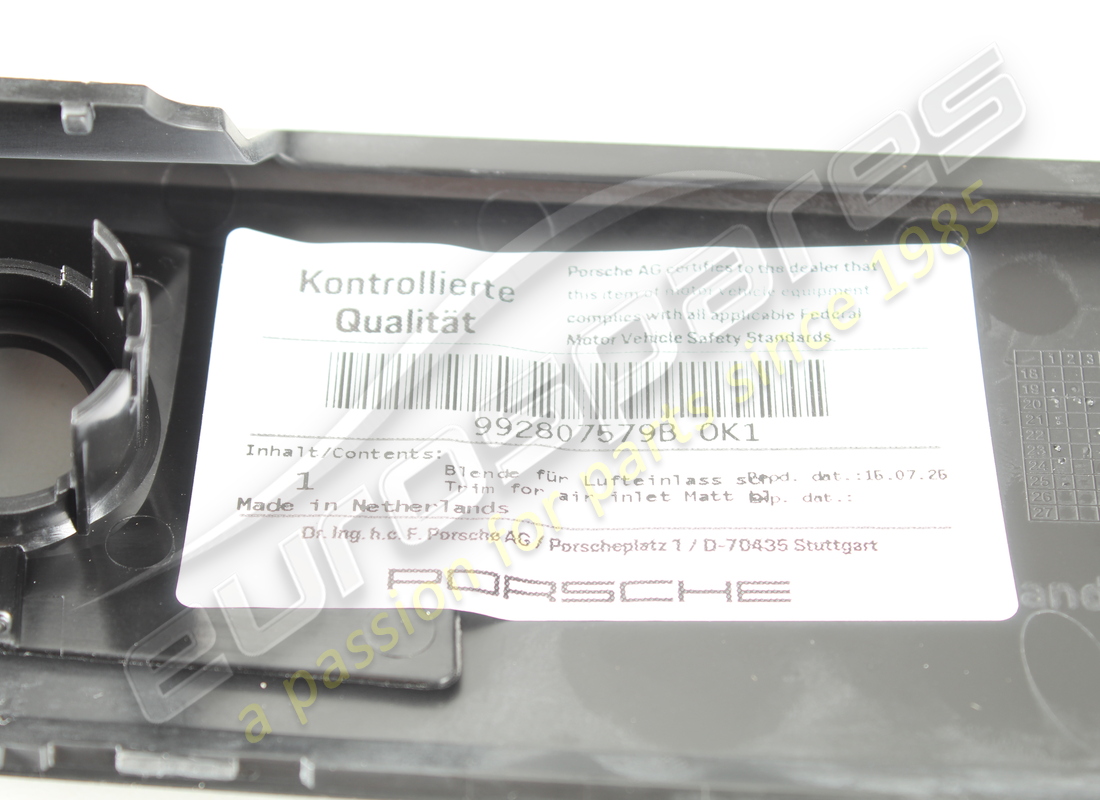 NUEVO PORSCHE EMPALME PARA ENTRADA DE AIRE NEGRO MATE. NÚMERO DE PIEZA 992807579BOK1 (3) nuevo porsche empalme para entrada de aire negro mate. número de pieza 992807579bok1 (3)