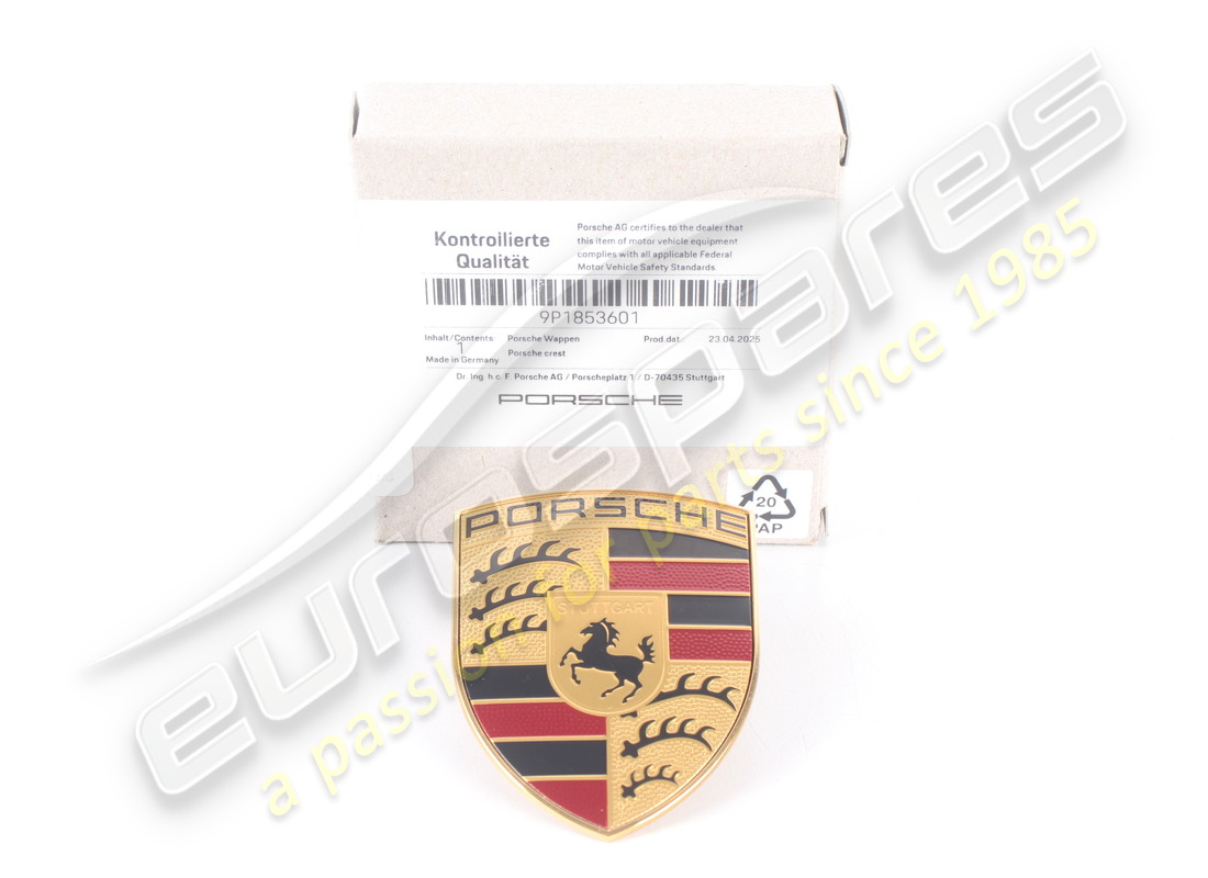 NUEVA INSIGNIA DE CAPÓ PORSCHE. NÚMERO DE PIEZA 9P1853601 (1) nueva insignia de capó porsche. número de pieza 9p1853601 (1)