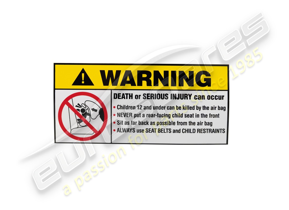 NUEVA PLACA DE INSTRUCCIONES DE AIRBAG Ferrari. NÚMERO DE PIEZA 65423800 (1)