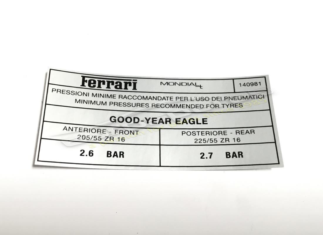 nueva ferrari etiqueta de inflado de neumáticos goodyear. número de parte 140981 (1)