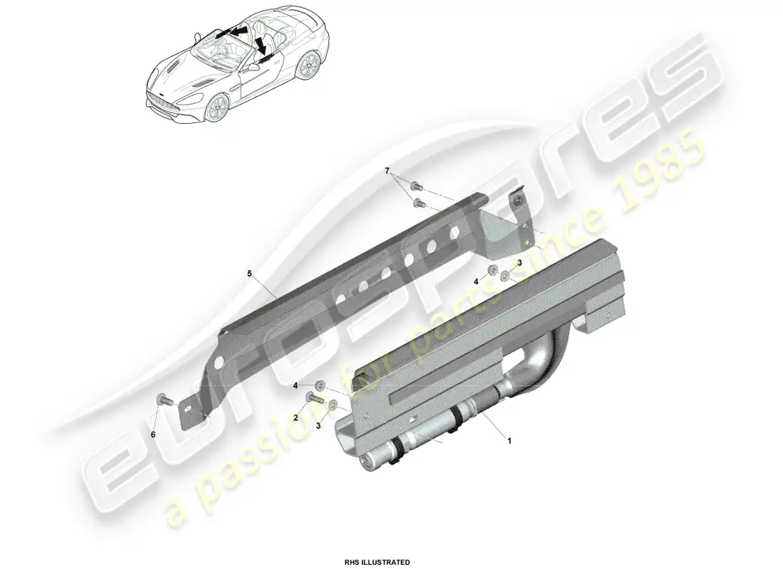 aston martin vanquish (2013) airbag de cortina, volante diagrama de piezas