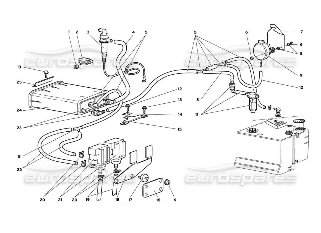 lamborghini diablo 6.0 (2001) sistema de combustible (válido para ee. uu. y canadá: 2001 de marzo) diagrama de piezas