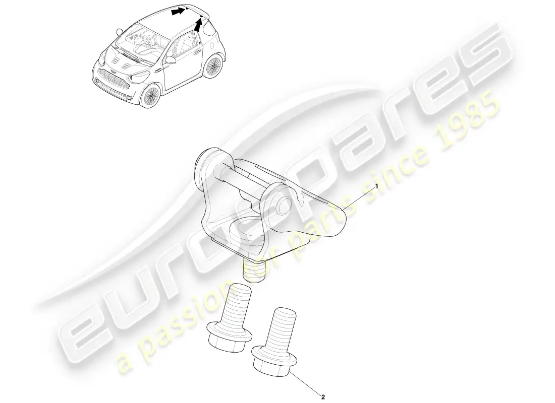 aston martin cygnet (2012) bisagras del portón trasero diagrama de piezas