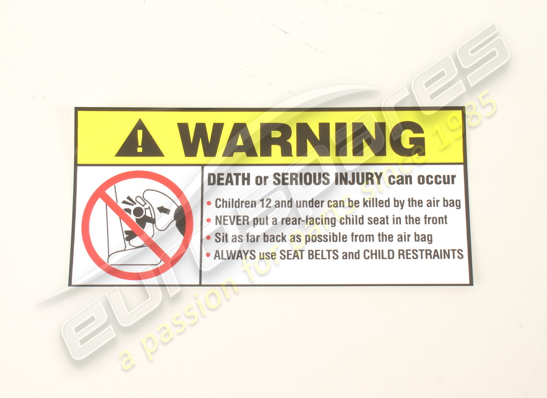 NUEVA PLACA DE INSTRUCCIONES DE AIRBAG Ferrari. NÚMERO DE PIEZA 65423800 (1)