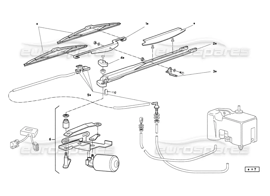 lamborghini diablo 6.0 (2001) limpiaparabrisas (válido para gb y australia: 2001 de marzo) diagrama de piezas