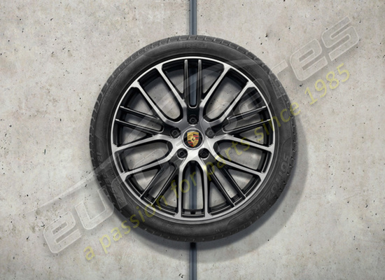 juego de ruedas y neumáticos de invierno exclusive design sport de nuevo porsche 21 pulgadas, pintados en negro (alto brillo), número de pieza 971044630s