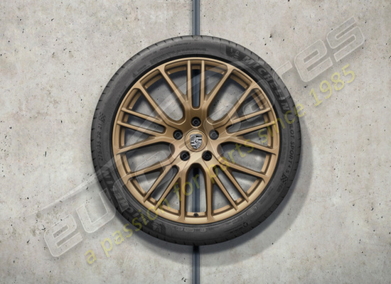 nuevo porsche 21-inch juego de ruedas y neumáticos de verano exclusive design sport, pintados en aurum (satinado brillante), número de pieza 971044665r