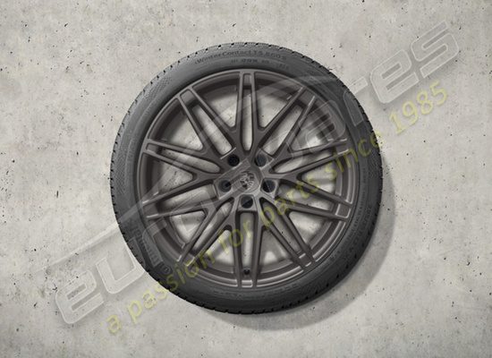 juego de ruedas y neumáticos de invierno con diseño rs spyder de nuevo porsche 22 pulgadas, pintados en turbonite, número de pieza 95c044600k