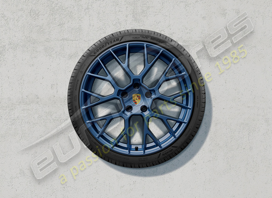 nuevo porsche 20/21-inch juego de ruedas y neumáticos de invierno rs spyder design, pintados en azul índigo, número de pieza 992044631g