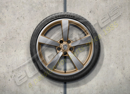 nuevo porsche 20-/21-inch juego de ruedas y neumáticos de verano carrera exclusive design, pintados en aurum (satinado brillante), número de pieza 992044661n