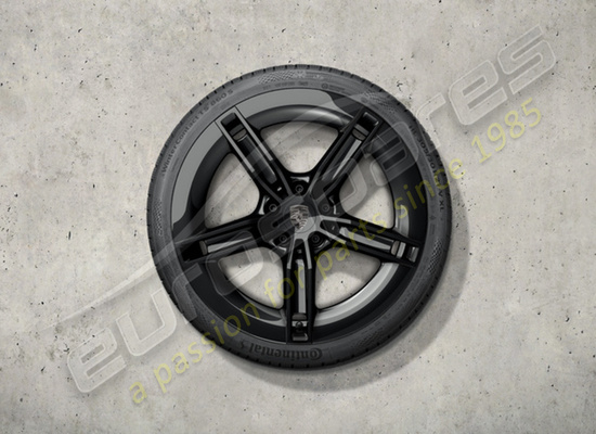nuevo porsche 21-inch juego de ruedas y neumáticos de invierno con diseño mission e, pintados en negro (alto brillo), número de pieza 9j1073603kb