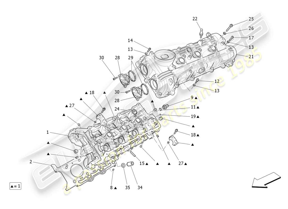 maserati levante (2017) diagrama de piezas de la culata izquierda