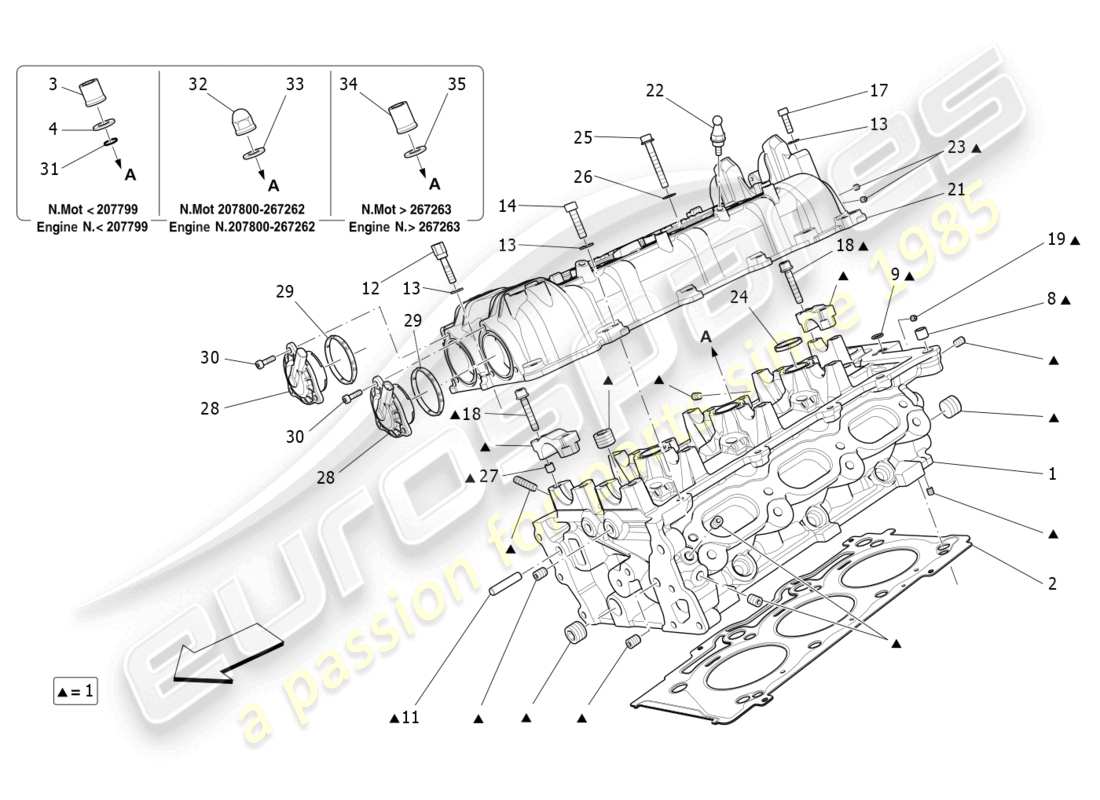 maserati ghibli (2016) diagrama de piezas de la culata derecha