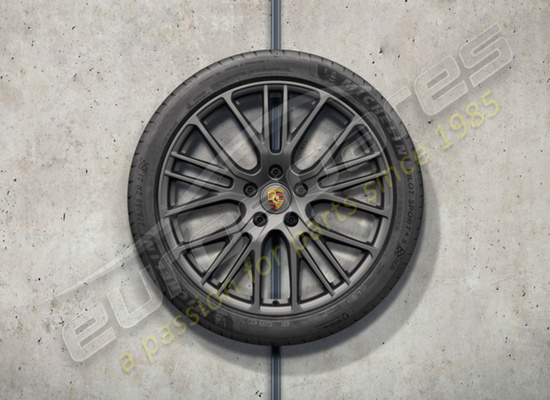 juego de ruedas y neumáticos de verano exclusive design sport de nuevo porsche 21 pulgadas, pintados en platino (brillo satinado), número de pieza 971044665q