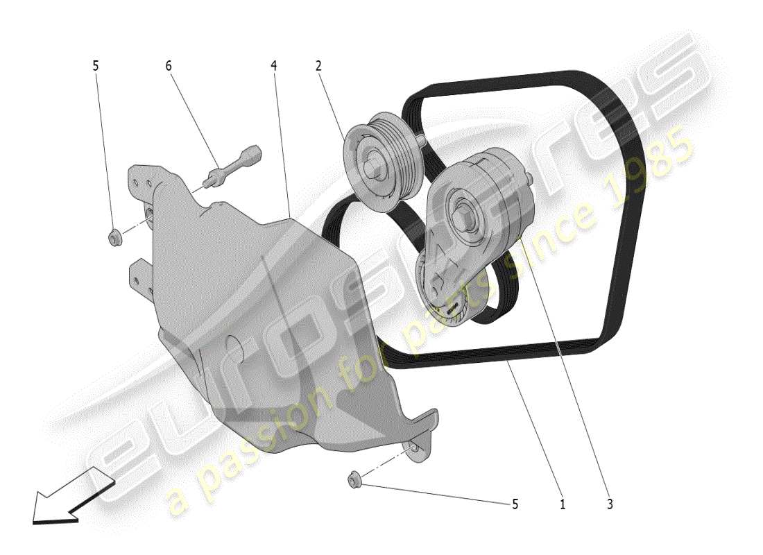 maserati grecale modena (2023) diagrama de piezas de correas de dispositivos auxiliares