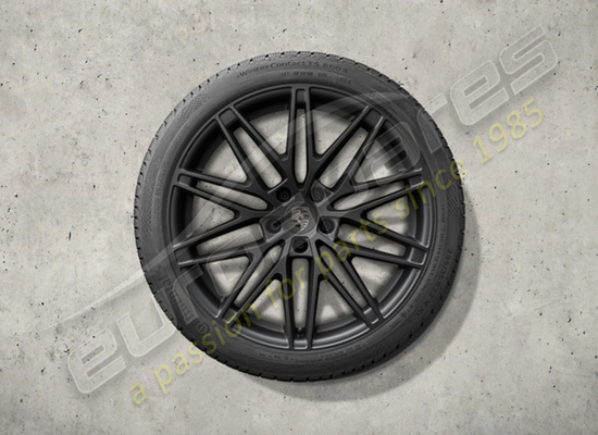 juego de ruedas y neumáticos de invierno con diseño rs spyder de nuevo porsche 22 pulgadas, pintados en negro (brillo satinado), número de pieza 95c044600l