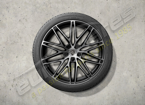 juego de ruedas y neumáticos de invierno con diseño rs spyder de nuevo porsche 22 pulgadas, pintados en negro (alto brillo), número de pieza 95c044600h