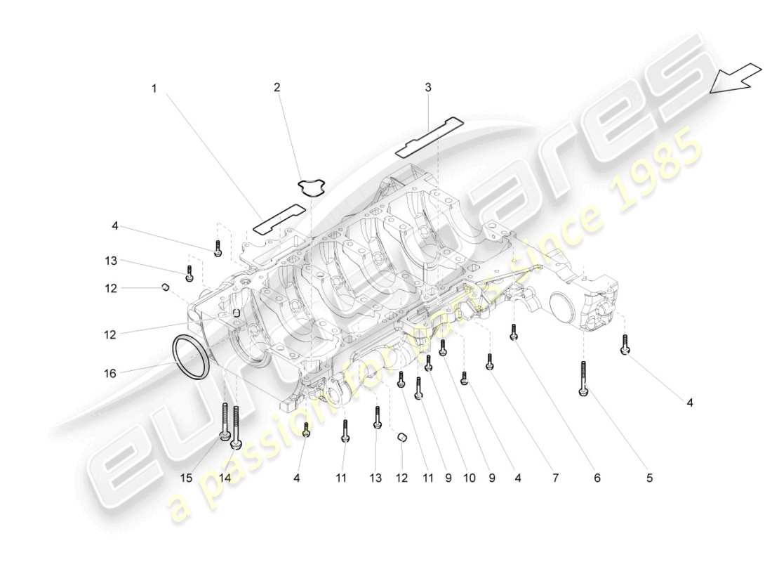 lamborghini lp560-2 coupe 50 (2014) diagrama de piezas de la carcasa inferior del carter