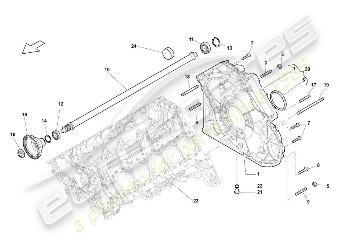 lamborghini gallardo coupe (2006) cubierta para diferencial de eje diagrama de piezas