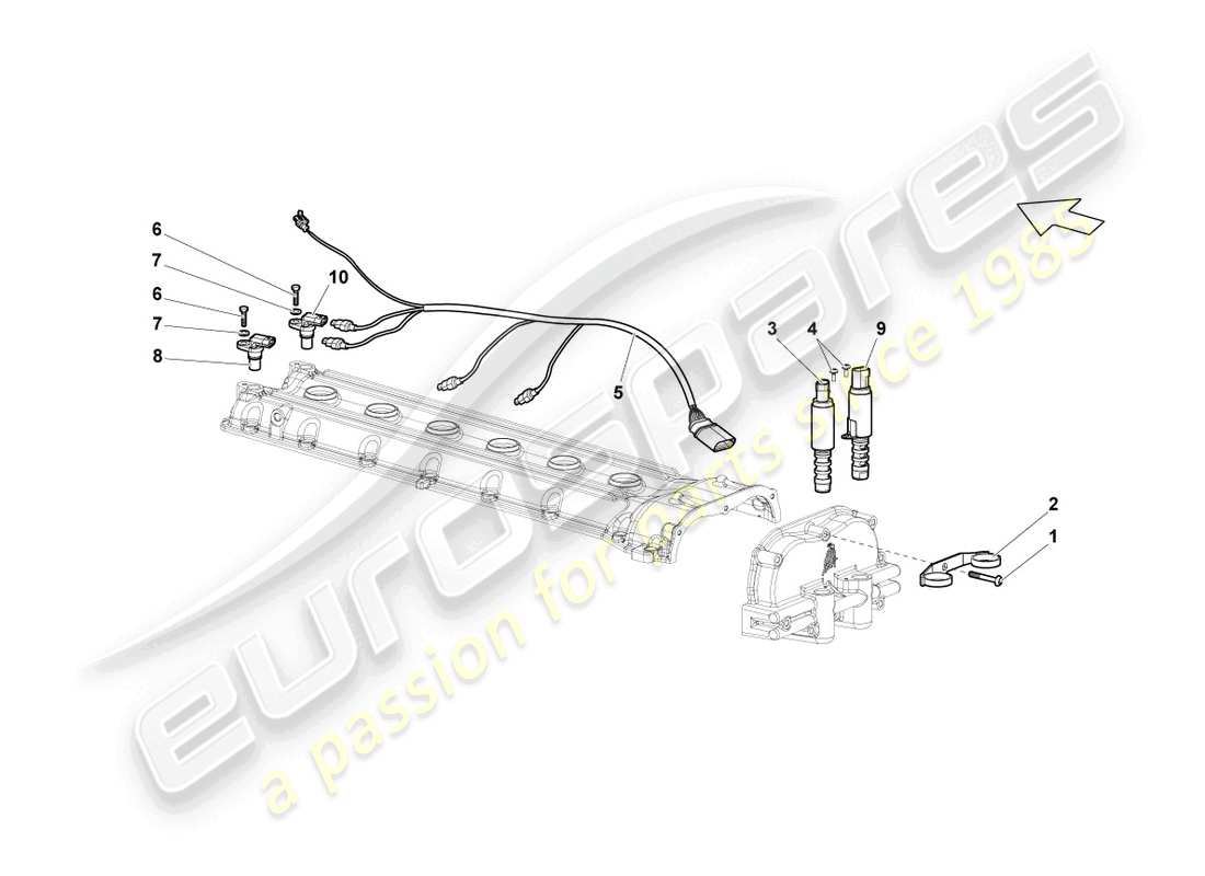 lamborghini lp640 coupe (2007) diagrama de pieza del transmisor de impulso derecho