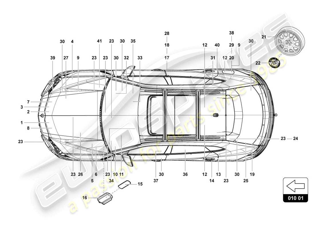 lamborghini urus (2022) señales/avisos diagrama de piezas