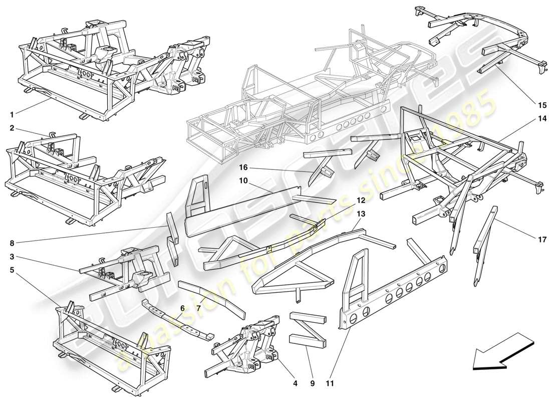 ferrari 456 m gt/m gta marco y estructuras diagrama de piezas