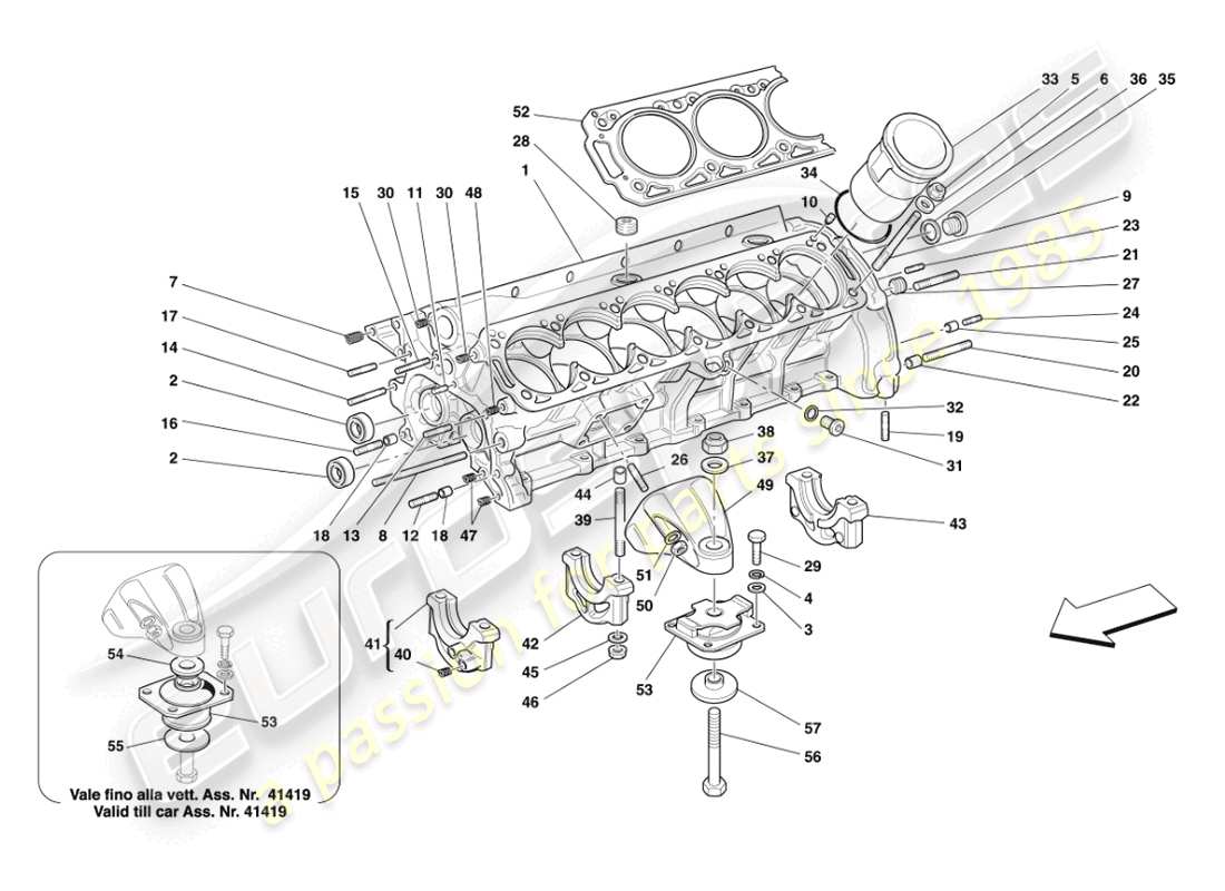 ferrari 456 m gt/m gta crankcase diagrama de piezas