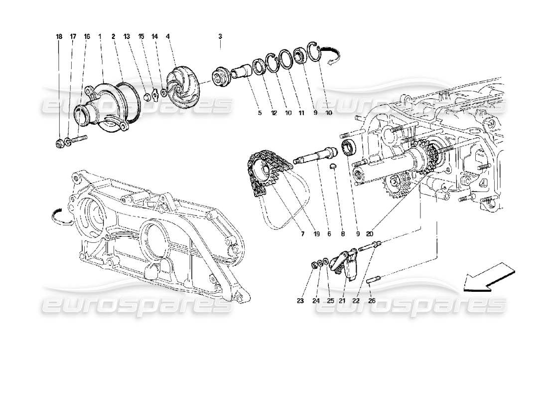 ferrari 512 m bomba de agua diagrama de piezas