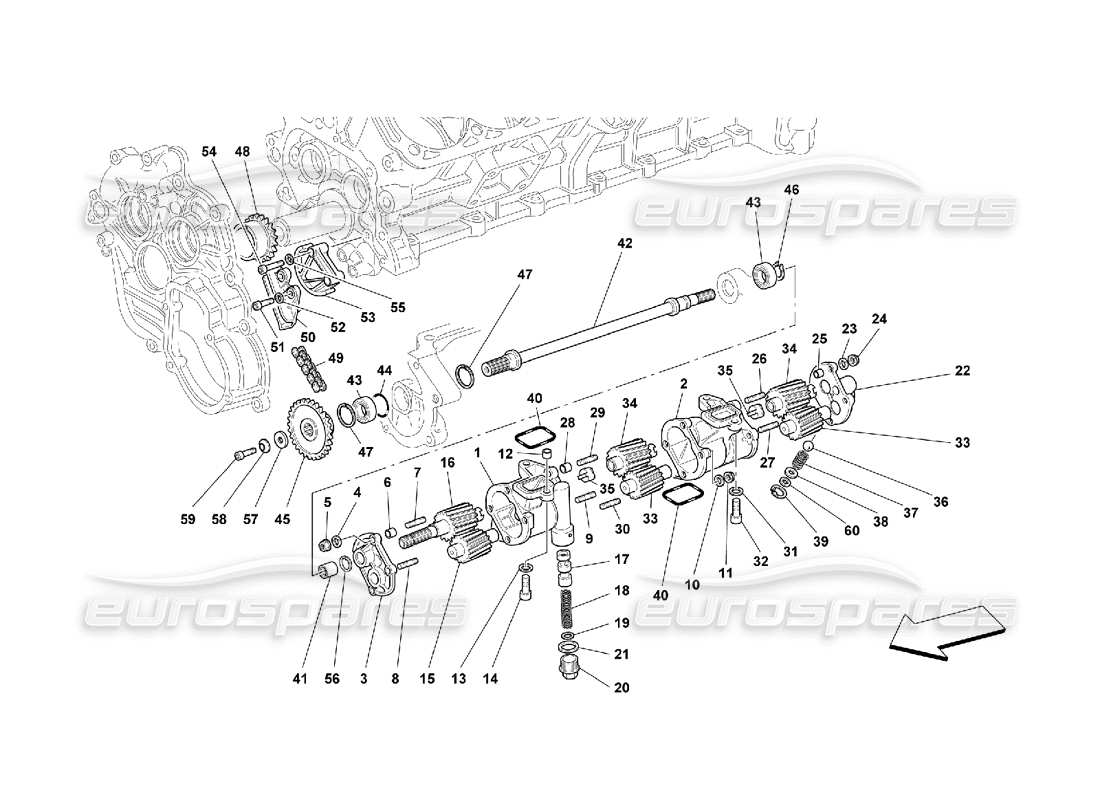 ferrari 550 maranello lubricación - bombas de aceite diagrama de piezas