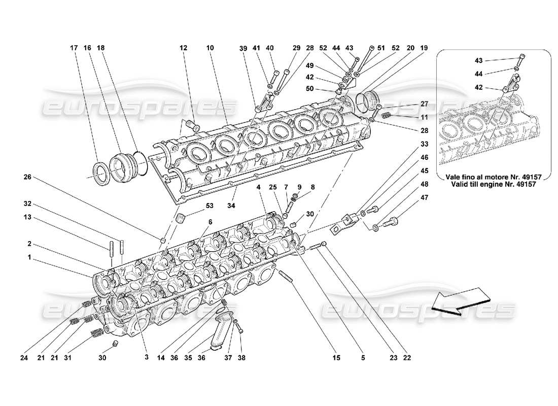 ferrari 550 maranello diagrama de piezas de la culata izquierda