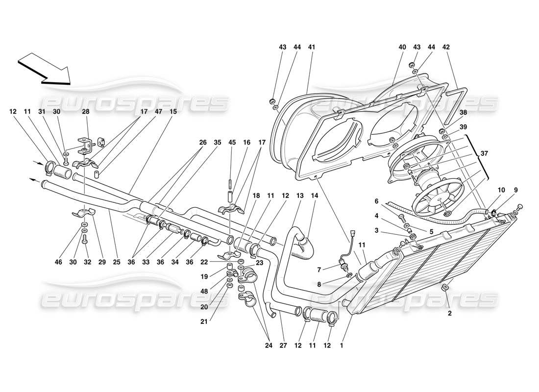 FERRARI F50 REFRIGERACIÓN - RADIADOR Y TUBERÍAS DIAGRAMA DE PIEZAS ferrari f50 refrigeración - radiador y tuberías diagrama de piezas
