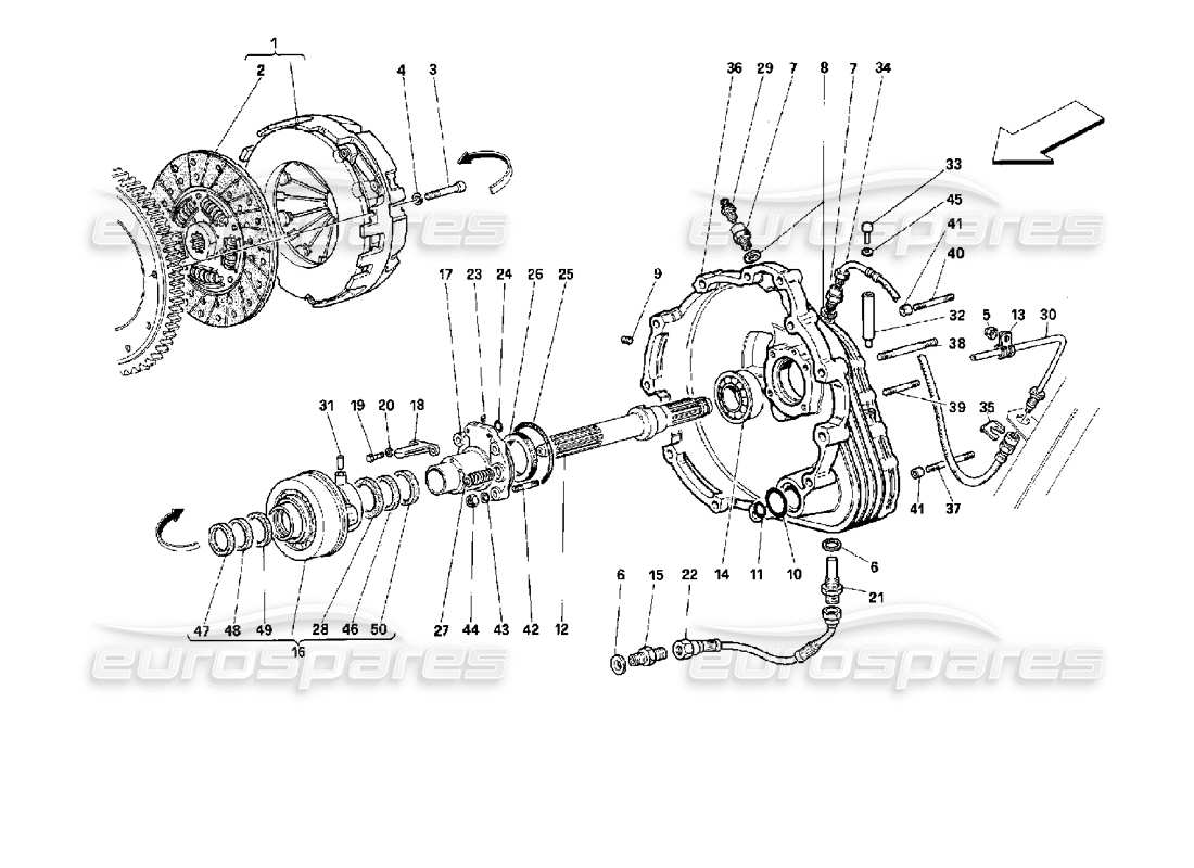 ferrari 512 m controles de embrague diagrama de piezas