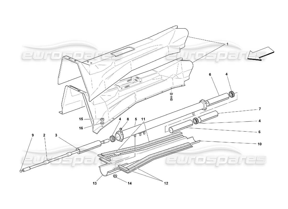 ferrari 550 maranello diagrama de piezas de aislamiento y tubo de conexión del motor-caja de cambios