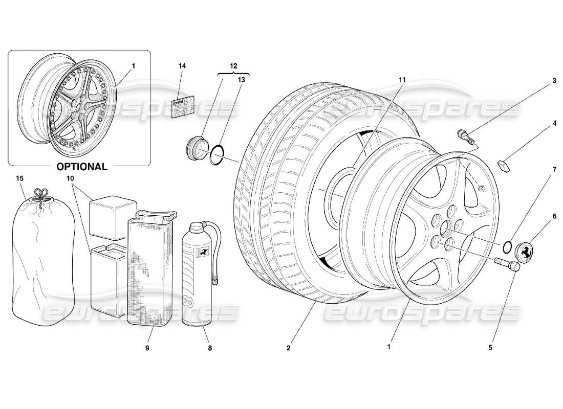 ferrari 550 maranello diagrama de piezas de ruedas