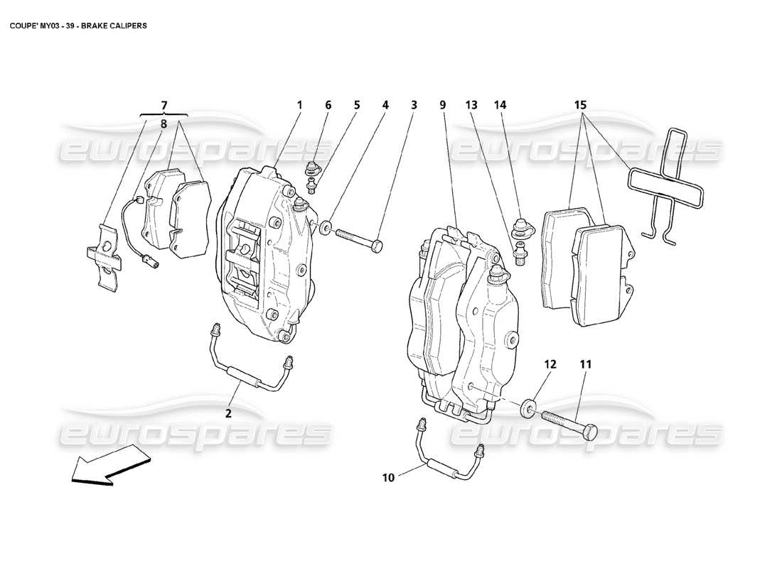 maserati 4200 coupe (2003) diagrama de piezas de las pinzas de freno