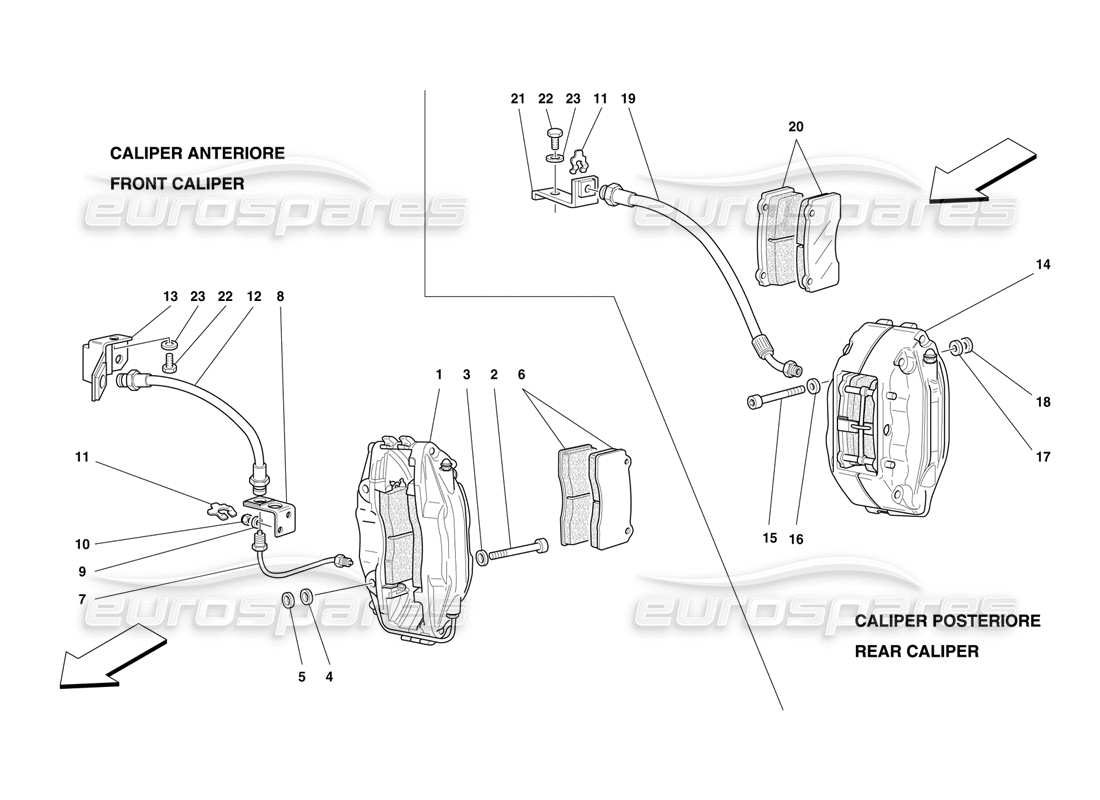 ferrari f50 pinzas de freno delanteras y traseras diagrama de piezas