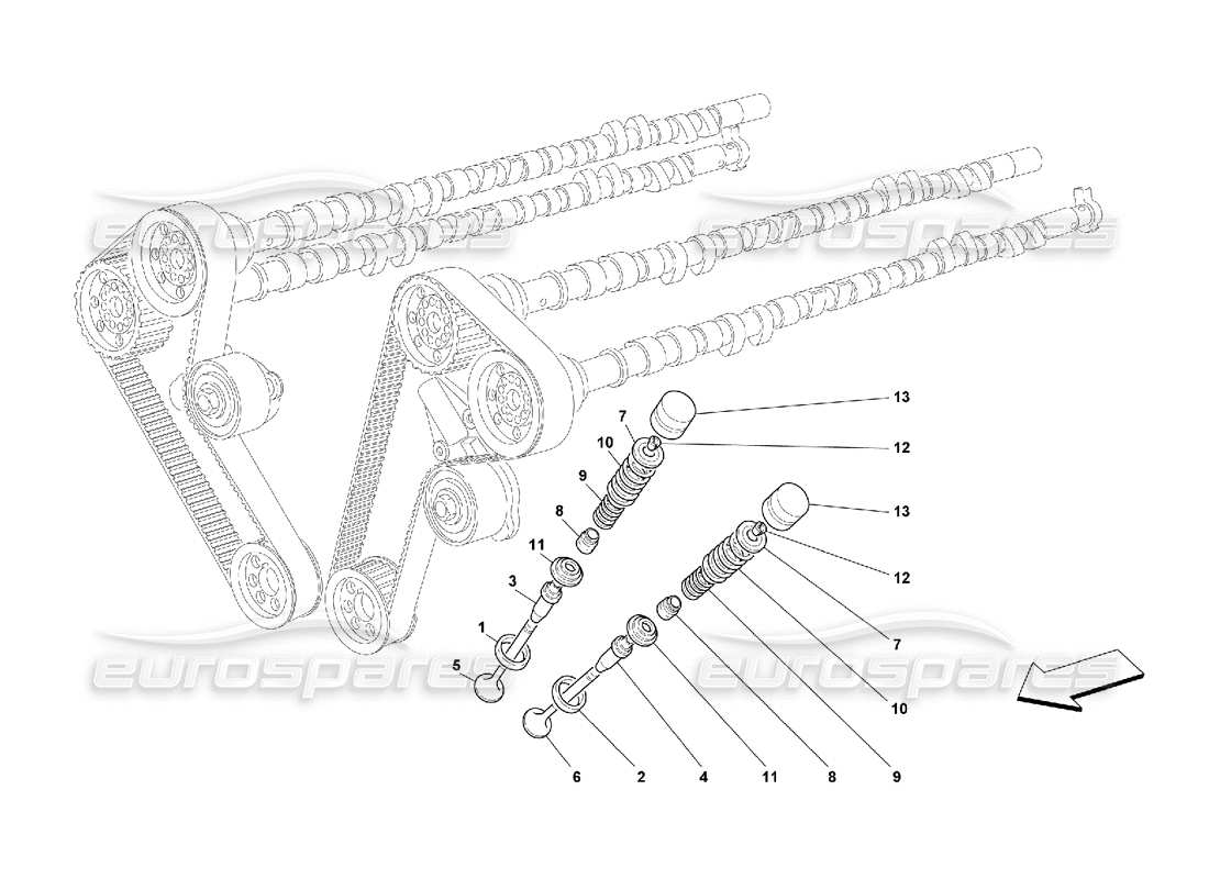 ferrari 550 maranello distribución - válvulas diagrama de piezas